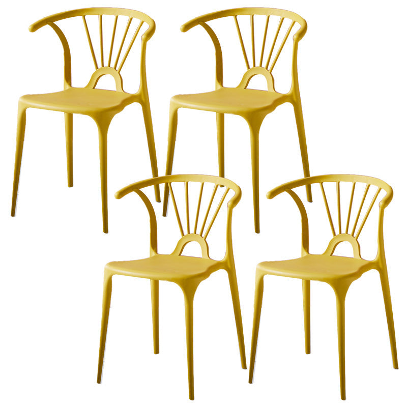 Scandinavian Plastic Indoor-Outdoor Chair Windsor Back Side Chair Dark Yellow 4 Piece Set Clearhalo 'Dining Chairs' 'Dining Tables & Seating' 'dining_chair' 'furn' 'furn_dining_chair' 'Furniture' 'furniture_dining_chair' 'Kitchen & Dining Furniture' 5004682