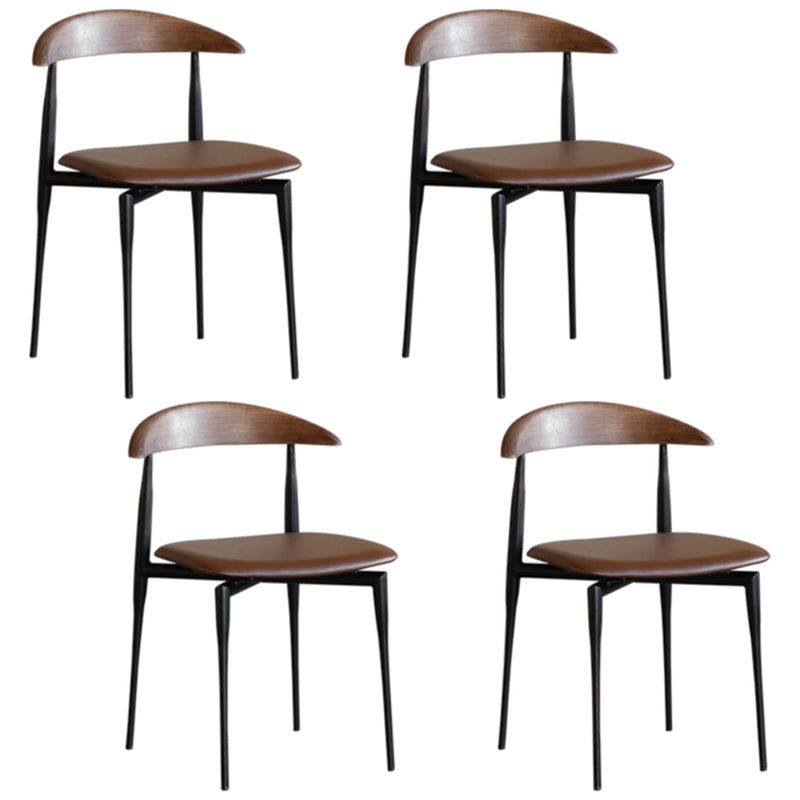 Faux Leather Stackable Side Chair Contemporary Open Back Dining Chair Brown 4 Piece Set Clearhalo 'Dining Chairs' 'Dining Tables & Seating' 'dining_chair' 'furn' 'furn_dining_chair' 'Furniture' 'furniture_dining_chair' 'Kitchen & Dining Furniture' 5004897