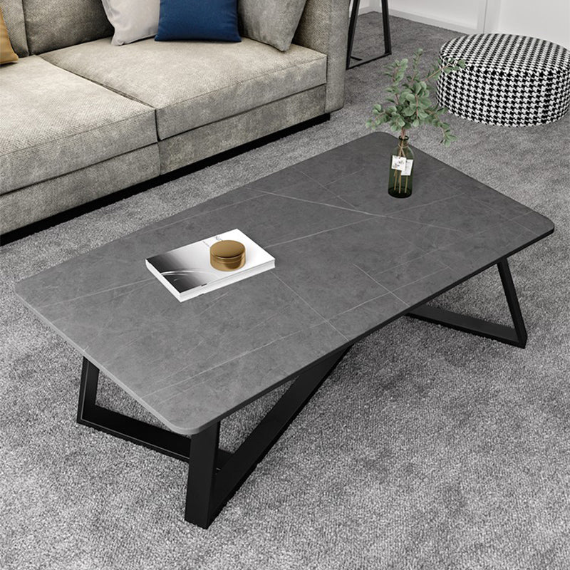Mid-Century Modern Stone Top Accent Table Rectangular Coffee Table with Metal Frame Grey Clearhalo 'Coffee & Accent Tables' 'Coffee Tables' 'coffee_tables' 'furn' 'furn_coffee_tables' 'Furniture' 'furniture_coffee_tables' 'Living Room Furniture' 5006419