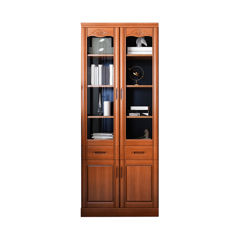78.74"H Bookcase Contemporary Style Bookshelf with Doors for Home Office Red Brown Clearhalo 'Bookcases' 'furn' 'furn_bookcases' 'Furniture' 'furniture_bookcases' 'Office Furniture' 5006947