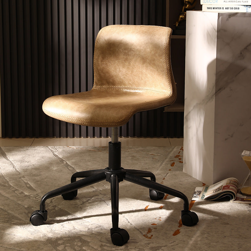 Black Steel Frame Modern Computer Desk Chair Armless Office Chair with Wheels Khaki Clearhalo 'furn' 'furn_office_chair' 'Furniture' 'furniture_office_chair' 'Office Chairs' 'Office Furniture' 'office_chair' 5010008