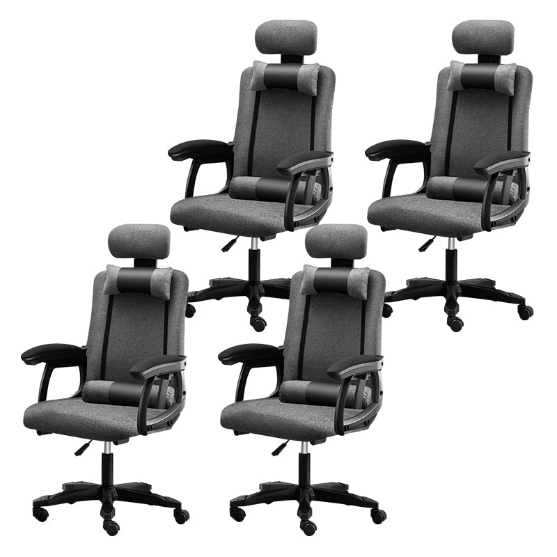 Black Nylon Frame Modern Computer Desk Chair with Wheels High Back Task Chair with Arms Dark Gray Set of 4 Without Footrest Clearhalo 'Furniture' 'furniture_office_chair' 'Office Chairs' 'Office Furniture' 'office_chair' 5010061