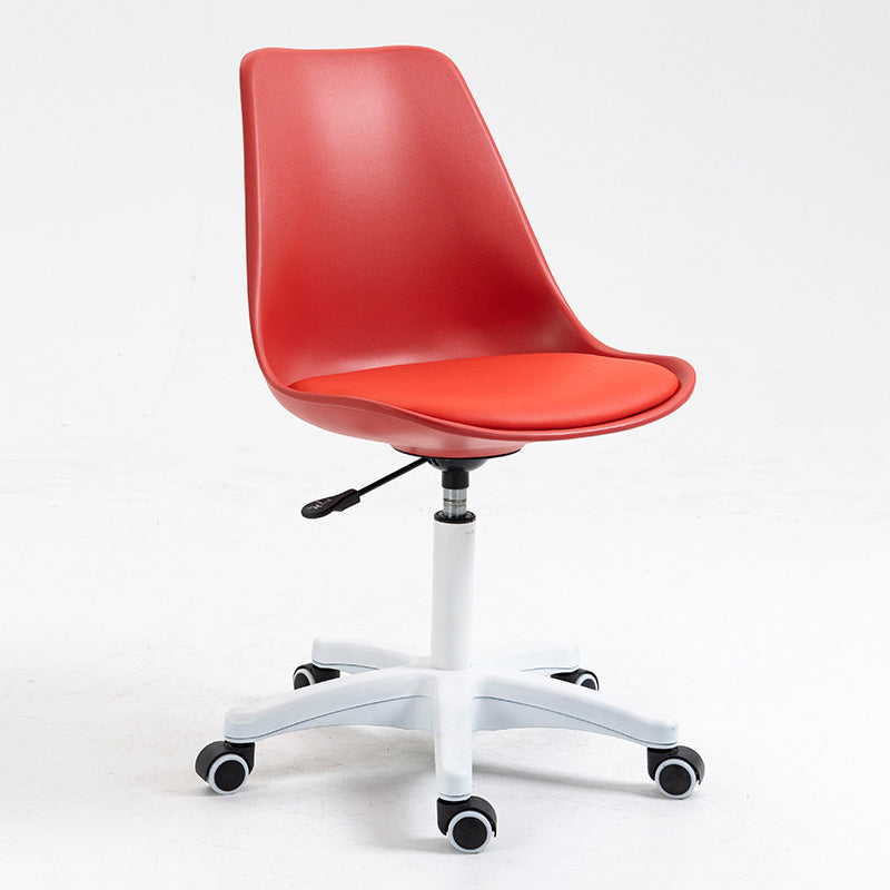 White Nylon Modern Desk Chair Mid-Back Leather Conference Chair Red Clearhalo 'Furniture' 'furniture_office_chair' 'Office Chairs' 'Office Furniture' 'office_chair' 5010447