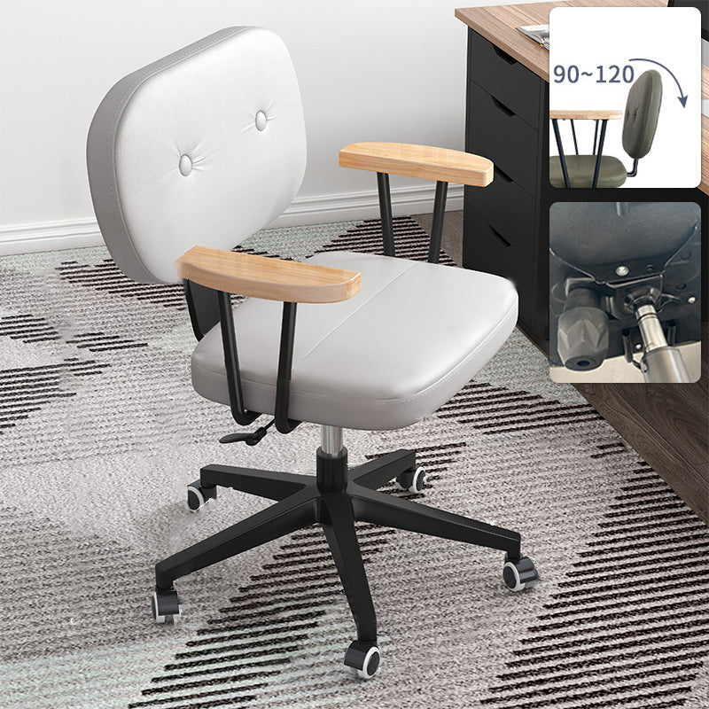 Nylon Base Modern Computer Desk Chair with Wheels Mid Back Task Chair with Fixed Arms White Tilt Available Clearhalo 'furn' 'furn_office_chair' 'Furniture' 'furniture_office_chair' 'Office Chairs' 'Office Furniture' 'office_chair' 5010568