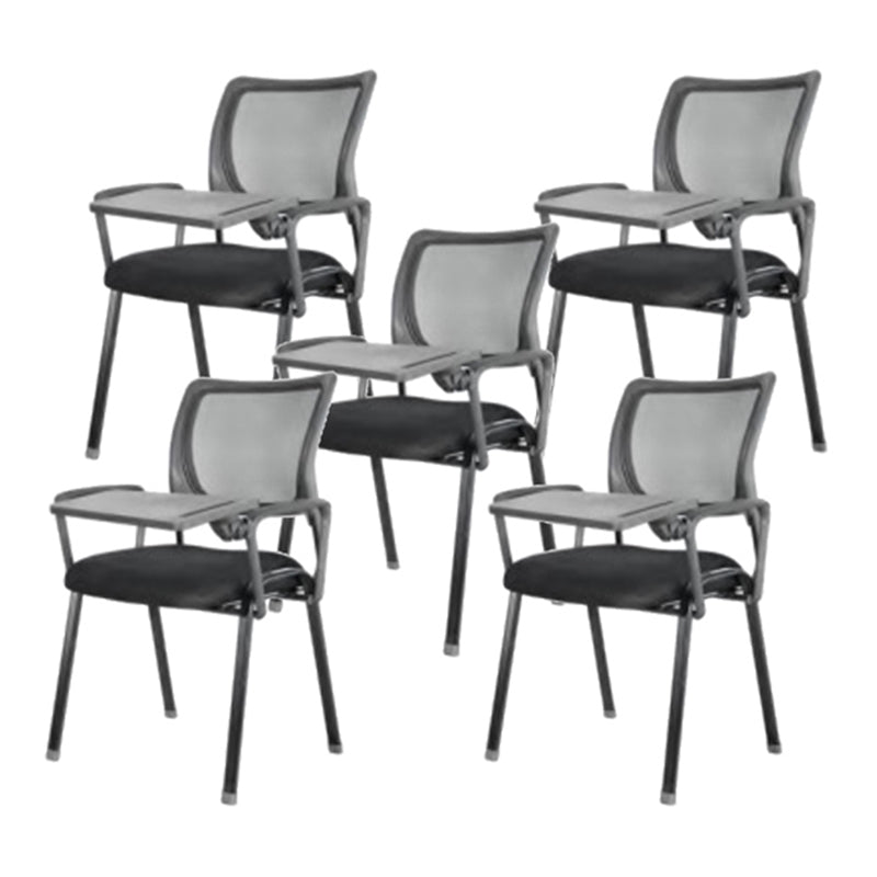 Armless Conference Chair with Metal Frame Modern Task Chair with Black Legs Grey 5 Piece Set Clearhalo 'furn' 'furn_office_chair' 'Furniture' 'furniture_office_chair' 'Office Chairs' 'Office Furniture' 'office_chair' 5010729