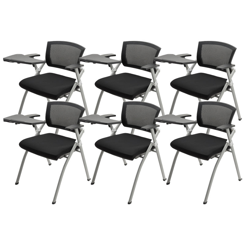 Metal Frame Modern Conference Chair Mid-back Computer Office Chair with Fixed Arms Textured Black 6 Piece Set Clearhalo 'furn' 'furn_office_chair' 'Furniture' 'furniture_office_chair' 'Office Chairs' 'Office Furniture' 'office_chair' 5010980