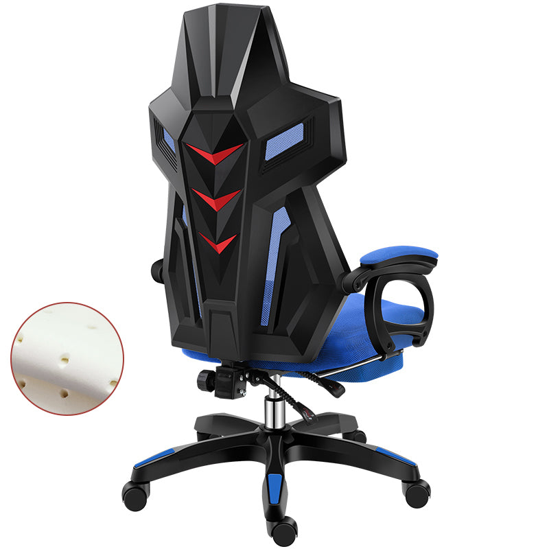 Black Nylon Frame Modern Gaming Chair Swivel Computer Desk Chair with Padded Arms Blue With Footrest Latex Clearhalo 'furn' 'furn_office_chair' 'Furniture' 'furniture_office_chair' 'Office Chairs' 'Office Furniture' 'office_chair' 5011326