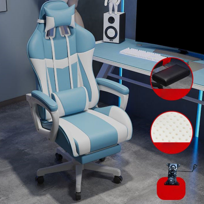 Modern & Contemporary Chair High Back Executive Ergonomic Computer Chair Blue-White With Footrest Clearhalo 'furn' 'furn_office_chair' 'Furniture' 'furniture_office_chair' 'Office Chairs' 'Office Furniture' 'office_chair' 5011697