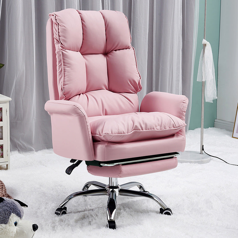 Silver Metal Modern Conference Chair High Back and Leather Conference Chair Pink With Footrest Clearhalo 'furn' 'furn_office_chair' 'Furniture' 'furniture_office_chair' 'Office Chairs' 'Office Furniture' 'office_chair' 5011986