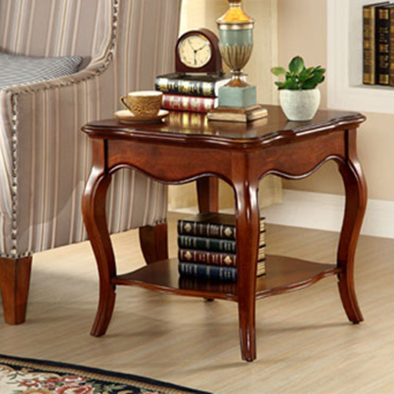 Traditional Square End Table 4 Legs Sofa Side End Table for Living Room Brown Shelves Included Clearhalo 'Coffee & Accent Tables' 'End & Side Tables' 'end_side_table' 'end_side_tables' 'furn' 'furn_end_side_tables' 'Furniture' 'furniture_end_side_table' 'Living Room Furniture' 5012184