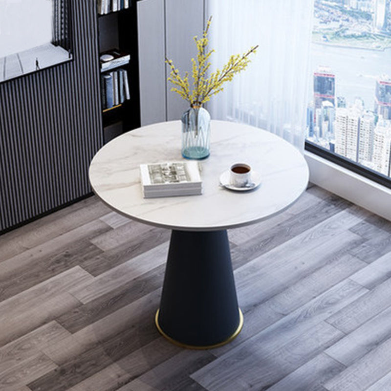 24" L X 24" W Modern Round Side Table with Metal Pedestal Leg 23.6"L x 23.6"W x 29.5"H Blue White Clearhalo 'Coffee & Accent Tables' 'End & Side Tables' 'end_side_table' 'end_side_tables' 'furn' 'furn_end_side_tables' 'Furniture' 'furniture_end_side_table' 'Living Room Furniture' 5012351