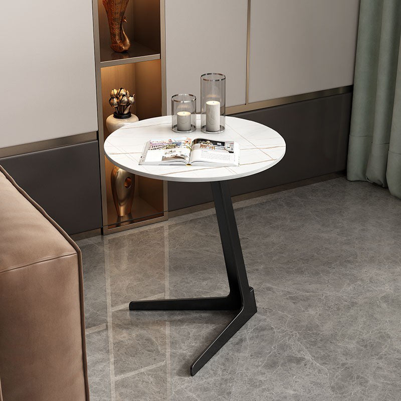 18-inch Pedestal End Table Modern Marble Top Side Table for Living Room Black White Clearhalo 'Coffee & Accent Tables' 'End & Side Tables' 'end_side_table' 'Furniture' 'furniture_end_side_table' 'Living Room Furniture' 5012405