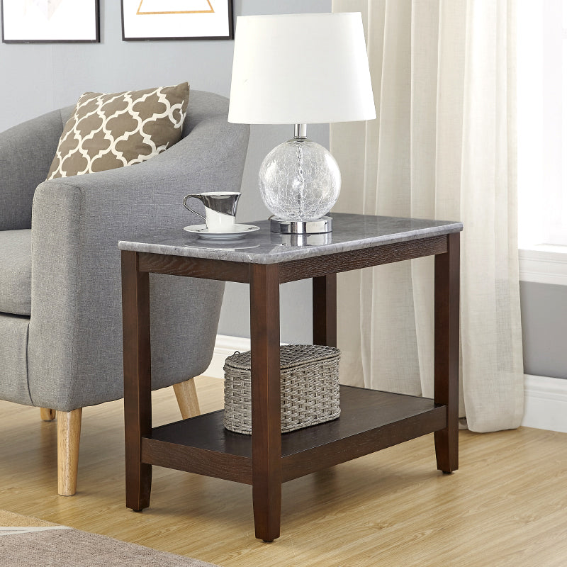 24" Tall Farmhouse Rectangular Wooden Side Table With One Shelf and 4 Wood Legs Dark Brown Gray Clearhalo 'Coffee & Accent Tables' 'End & Side Tables' 'end_side_table' 'end_side_tables' 'furn' 'furn_end_side_tables' 'Furniture' 'furniture_end_side_table' 'Living Room Furniture' 5012646