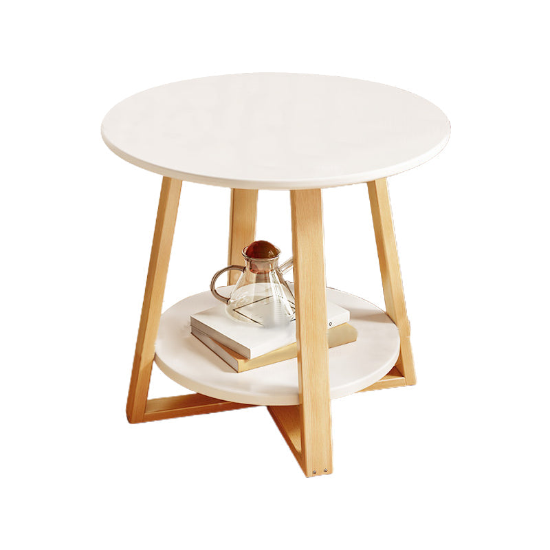 21.7" Wood Accent Accent Side Table, Solid Wood in Natural Finish 27.6"L x 27.6"W x 27.6"H White Shelves Included Clearhalo 'Coffee & Accent Tables' 'End & Side Tables' 'end_side_table' 'end_side_tables' 'furn' 'furn_end_side_tables' 'Furniture' 'furniture_end_side_table' 'Living Room Furniture' 5012782