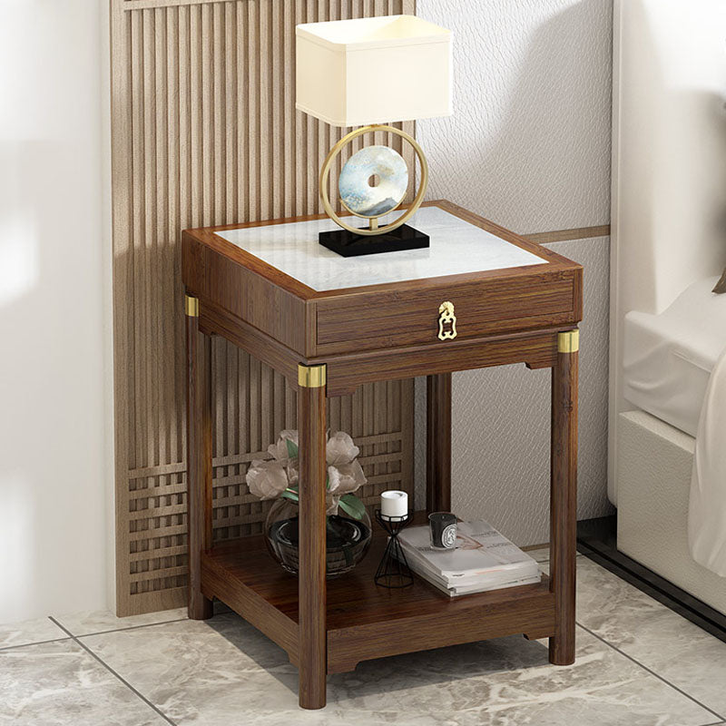 Traditional Square Wooden Sofa Side Accent Table with Storage and Shelf 20"L x 20"W x 25.5"H Drawers Included Clearhalo 'Coffee & Accent Tables' 'End & Side Tables' 'end_side_table' 'end_side_tables' 'furn' 'furn_end_side_tables' 'Furniture' 'furniture_end_side_table' 'Living Room Furniture' 5012925