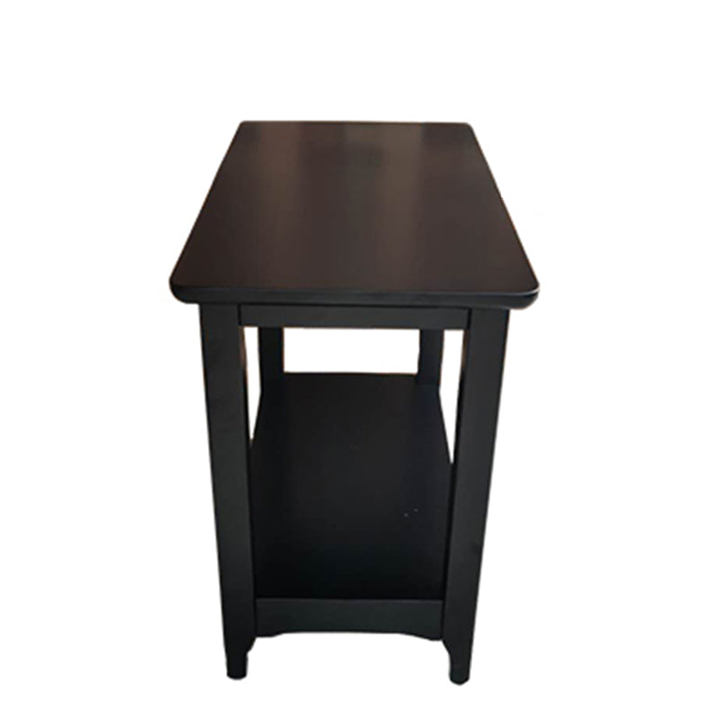 Farmhouse Solid Wood End Table Rectangular Side Table with Shelf 24"L x 15"W x 22"H Black Clearhalo 'Coffee & Accent Tables' 'End & Side Tables' 'end_side_table' 'end_side_tables' 'furn' 'furn_end_side_tables' 'Furniture' 'furniture_end_side_table' 'Living Room Furniture' 5013187