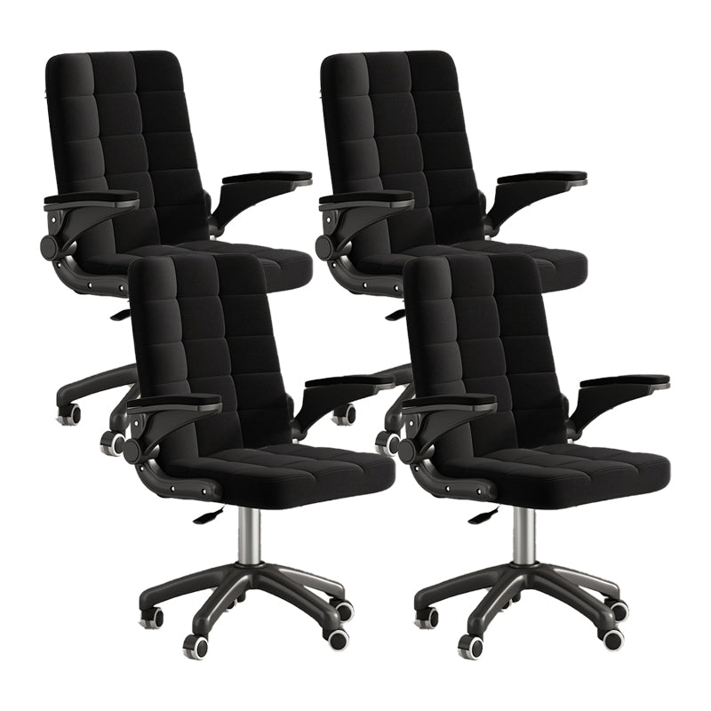 Nylon Base Modern Task Chair with Arms Adjustable Computer Desk Chair with Wheels Gloss Black Set of 4 Mesh Clearhalo 'Furniture' 'furniture_office_chair' 'Office Chairs' 'Office Furniture' 'office_chair' 5013313