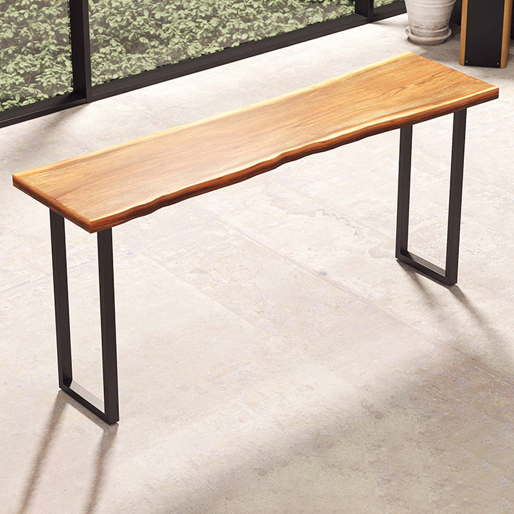 Pine Wood Bar Table Brown Industrial Bar Dining Table with Sled Base 63"L x 17.7"W x 41.3"H Without Chairs Clearhalo 'Bar Furniture' 'Bar Tables' 'bar_tables' 'furn' 'furn_bar_tables' 'Furniture' 'furniture_bar_tables' 'Kitchen & Dining Furniture' 5017692