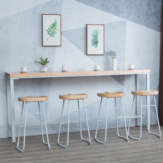 Rectangle Bar Table Contemporary Wood Bar Table with Trestle Base 78.7"L x 15.7"W x 41.3"H Without Chairs Clearhalo 'Bar Furniture' 'Bar Tables' 'bar_tables' 'furn' 'furn_bar_tables' 'Furniture' 'furniture_bar_tables' 'Kitchen & Dining Furniture' 5017723