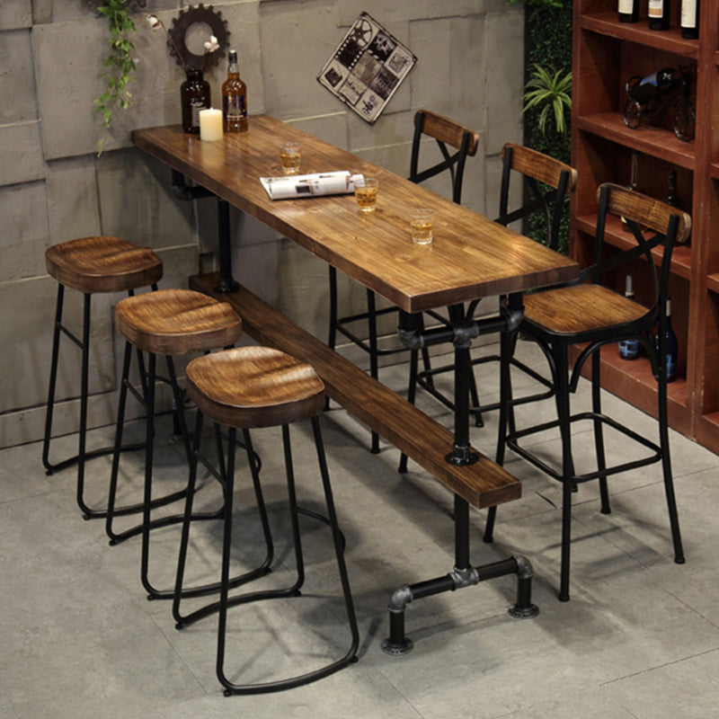 Rectangle Wood Top Bar Table 42-inch Height Industrial Style Bar Table Without Chairs Clearhalo 'Bar Furniture' 'Bar Tables' 'bar_tables' 'furn' 'furn_bar_tables' 'Furniture' 'furniture_bar_tables' 'Kitchen & Dining Furniture' 5017797