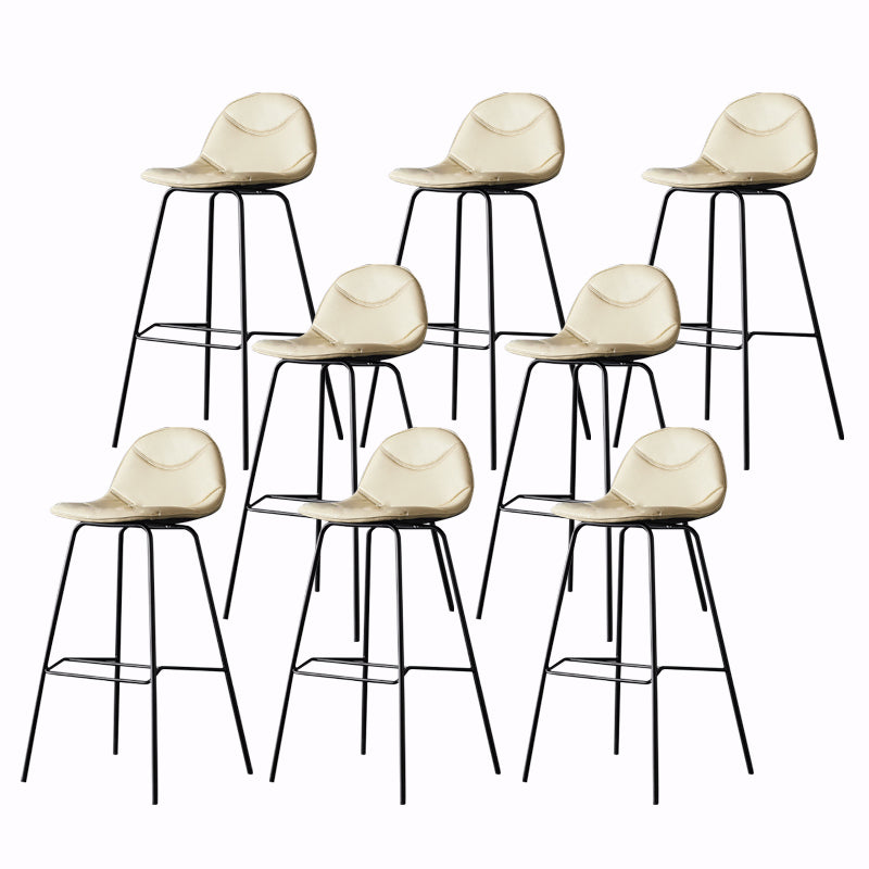 Living Room Matte Finish Leather Stool Scandinavian Footrest Barstool Beige 8 Piece Set Clearhalo 'Bar Furniture' 'Bar Stools' 'bar_stools' 'furn' 'furn_bar_stools' 'Furniture' 'furniture_bar_stools' 'Kitchen & Dining Furniture' 5018001