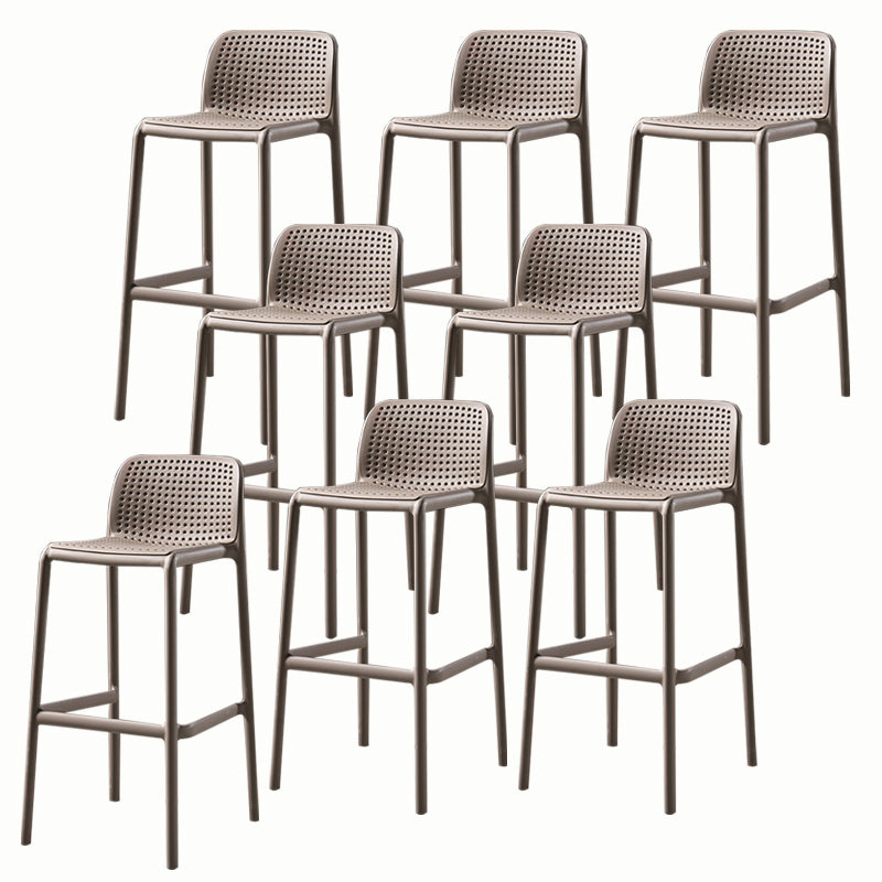 Stackable Low Back Modern Barstool Matte Finish Plastic Home Stool Khaki Set of 8 Clearhalo 'Bar Furniture' 'Bar Stools' 'bar_stools' 'Furniture' 'furniture_bar_stools' 'Kitchen & Dining Furniture' 5018126