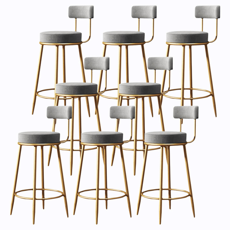 Glam Armless Backrest Counter Stool Iron Cushion Bar Stool with and Pedal Grey 8 Piece Set Clearhalo 'Bar Furniture' 'Bar Stools' 'bar_stools' 'furn' 'furn_bar_stools' 'Furniture' 'furniture_bar_stools' 'Kitchen & Dining Furniture' 5018194
