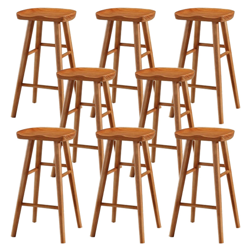 Modern Armless Counter Stool Pine Wood Cafe Bar Stool with Wooden Seat and Pedal Distressed Wood 8 Piece Set Bar Stool(30"H) Clearhalo 'Bar Furniture' 'Bar Stools' 'bar_stools' 'furn' 'furn_bar_stools' 'Furniture' 'furniture_bar_stools' 'Kitchen & Dining Furniture' 5018244