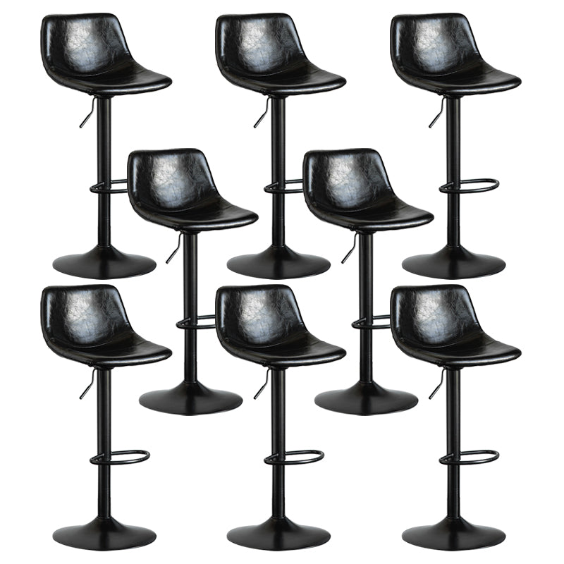 Contemporary Reception Adjustable Height Stool Matte Finish Leather Barstool Black 8 Piece Set Clearhalo 'Bar Furniture' 'Bar Stools' 'bar_stools' 'furn' 'furn_bar_stools' 'Furniture' 'furniture_bar_stools' 'Kitchen & Dining Furniture' 5018326