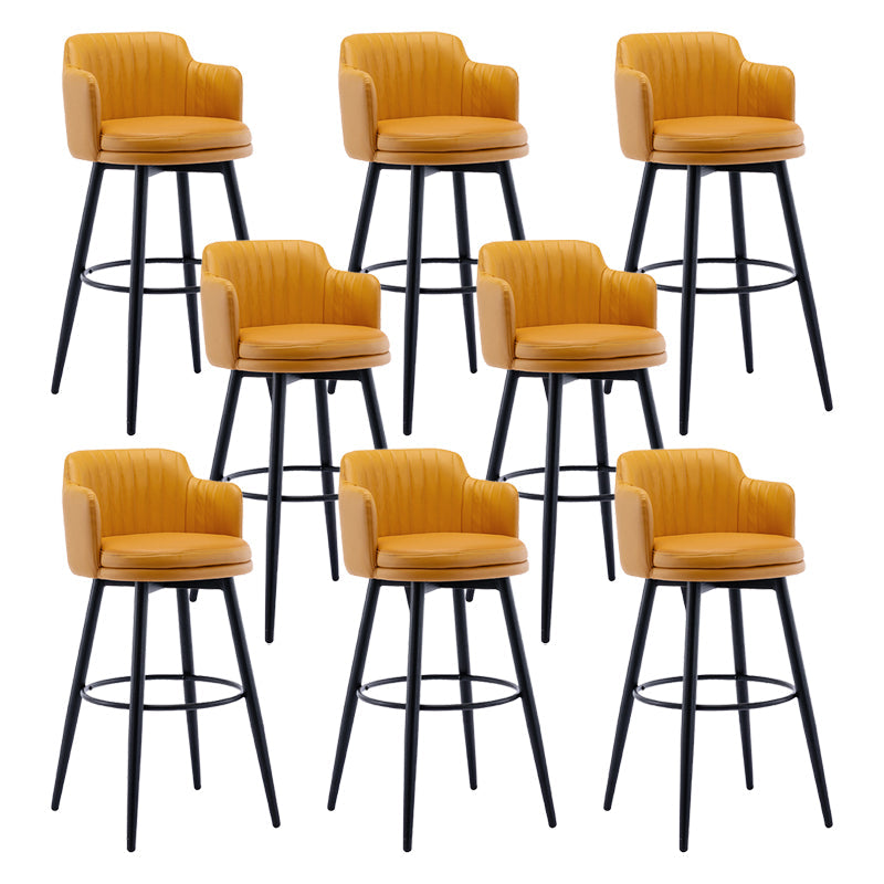Modern Reception Armed Swivel Stool Matte Finish Leather Barstool Orange 8 Piece Set Bar Stool(30"H) Clearhalo 'Bar Furniture' 'Bar Stools' 'bar_stools' 'furn' 'furn_bar_stools' 'Furniture' 'furniture_bar_stools' 'Kitchen & Dining Furniture' 5018524
