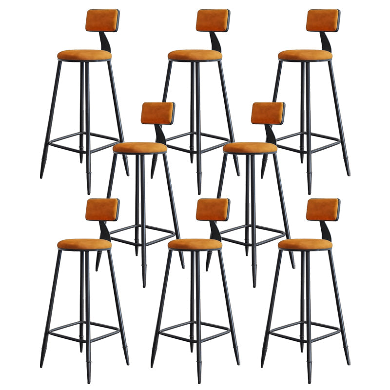 Modern Armless Backrest Counter Stool Iron Kitchen Bar Stool with Cushion Orange 8 Piece Set Clearhalo 'Bar Furniture' 'Bar Stools' 'bar_stools' 'furn' 'furn_bar_stools' 'Furniture' 'furniture_bar_stools' 'Kitchen & Dining Furniture' 5018563