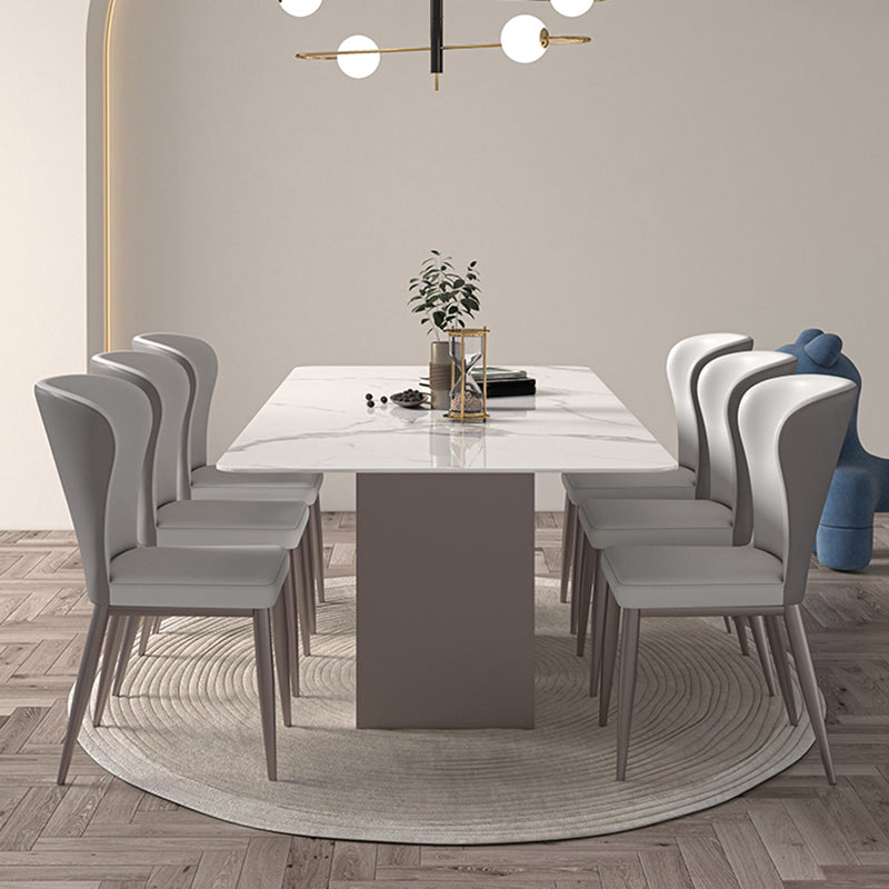 Nordic Glam Rectangle Sintered Stone Dining Table Set 1/2/4/6/7 Pieces Dining Set 7 Pieces: Table, 6 Chairs Clearhalo 'Dining Room Sets' 'Dining Tables & Seating' 'dining_room_set' 'furn' 'furn_dining_room_set' 'Furniture' 'furniture_dining_room_set' 'Kitchen & Dining Furniture' 5018715