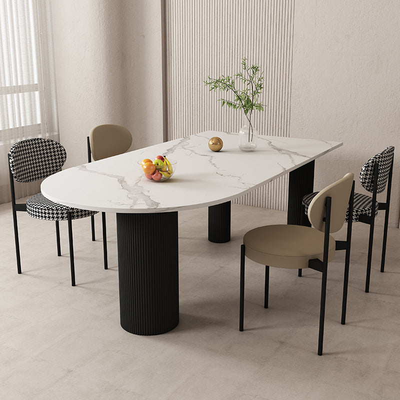 Modern Sintered Stone Dining Table Set 1/2/5 Pieces Dining Set 5 Pieces: Black Table, 4 Chairs Clearhalo 'Dining Room Sets' 'Dining Tables & Seating' 'dining_room_set' 'furn' 'furn_dining_room_set' 'Furniture' 'furniture_dining_room_set' 'Kitchen & Dining Furniture' 5018911