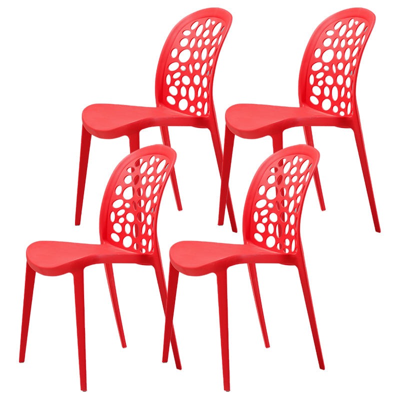 Scandinavian Plastic Side Chair Open Back Kitchen Dining Room Chair Red Set of 4 Clearhalo 'Dining Chairs' 'Dining Tables & Seating' 'dining_chair' 'Furniture' 'furniture_dining_chair' 'Kitchen & Dining Furniture' 5019514