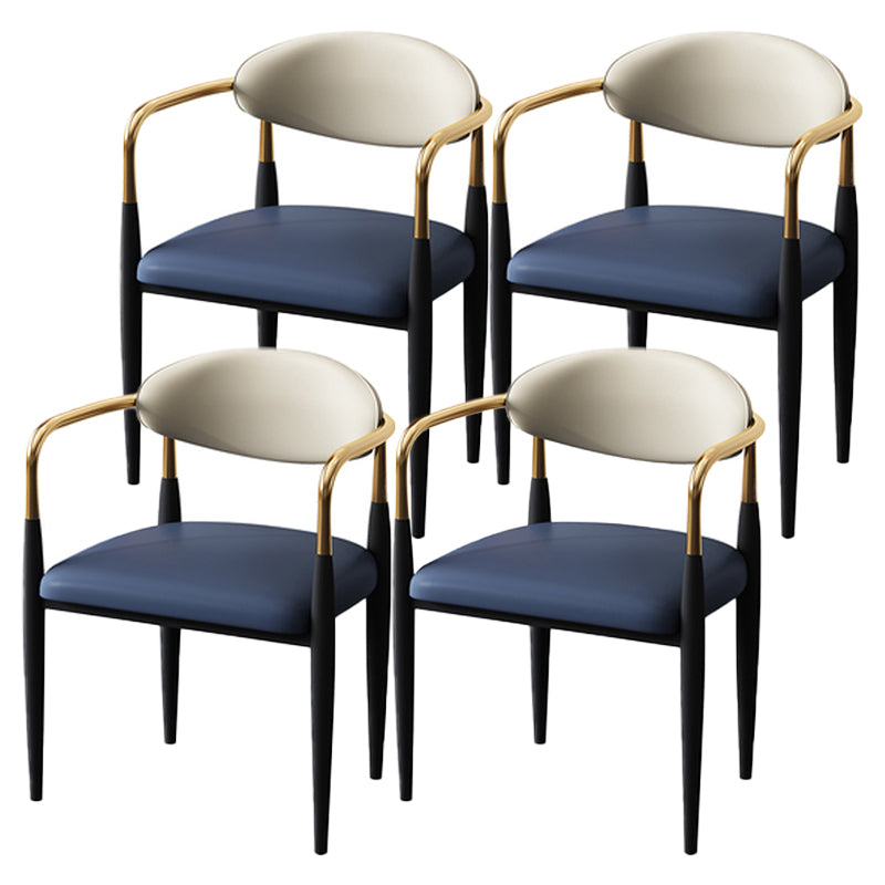 Glam Style Arm Chair Faux Leather Open Back Dining Chair for Home Blue 4 Piece Set Clearhalo 'Dining Chairs' 'Dining Tables & Seating' 'dining_chair' 'furn' 'furn_dining_chair' 'Furniture' 'furniture_dining_chair' 'Kitchen & Dining Furniture' 5019635