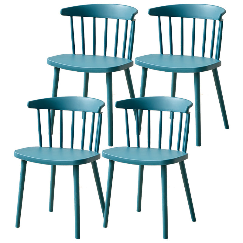 Plastic Scandinavian Side Chair Windsor Back Indoor-Outdoor Chair Dark Blue 4 Piece Set Clearhalo 'Dining Chairs' 'Dining Tables & Seating' 'dining_chair' 'furn' 'furn_dining_chair' 'Furniture' 'furniture_dining_chair' 'Kitchen & Dining Furniture' 5019706