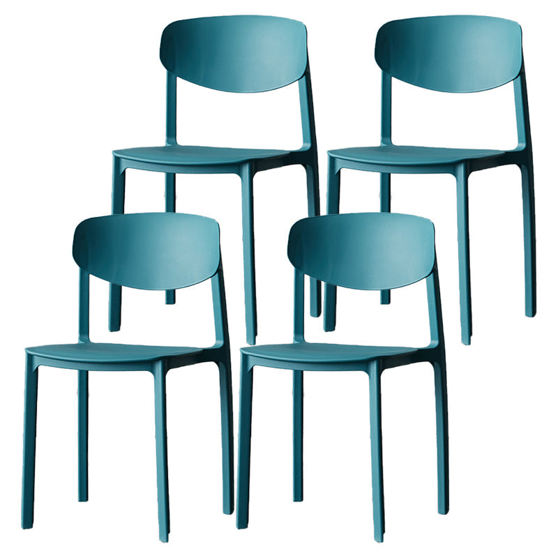 Plastic Contemporary Side Chair Open Back Indoor-Outdoor Chair Peacock Blue 4 Piece Set Clearhalo 'Dining Chairs' 'Dining Tables & Seating' 'dining_chair' 'furn' 'furn_dining_chair' 'Furniture' 'furniture_dining_chair' 'Kitchen & Dining Furniture' 5019827