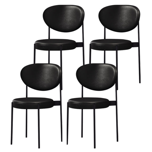 PU Leather Side Chair Modern Style Open Back Dining Side Chair for Indoor Black 4 Piece Set Clearhalo 'Dining Chairs' 'Dining Tables & Seating' 'dining_chair' 'furn' 'furn_dining_chair' 'Furniture' 'furniture_dining_chair' 'Kitchen & Dining Furniture' 5019899