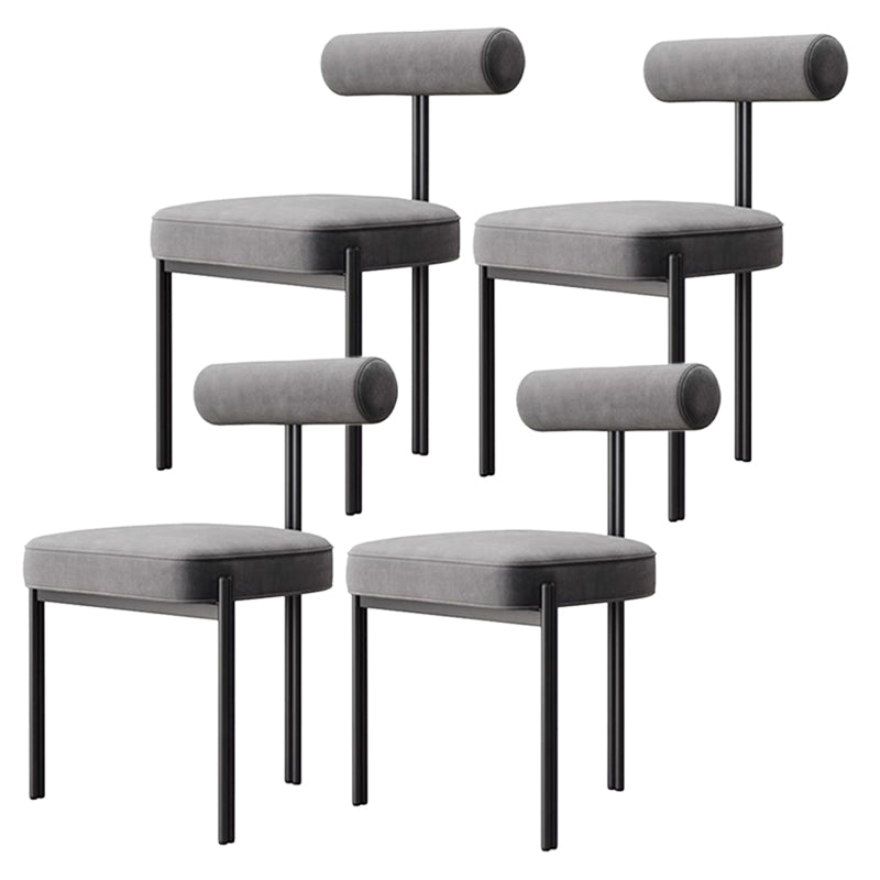 Glam Style Upholstered Dining Chair Open Back Dining Side Chair for Indoor Black-Gray 4 Piece Set Clearhalo 'Dining Chairs' 'Dining Tables & Seating' 'dining_chair' 'furn' 'furn_dining_chair' 'Furniture' 'furniture_dining_chair' 'Kitchen & Dining Furniture' 5019950
