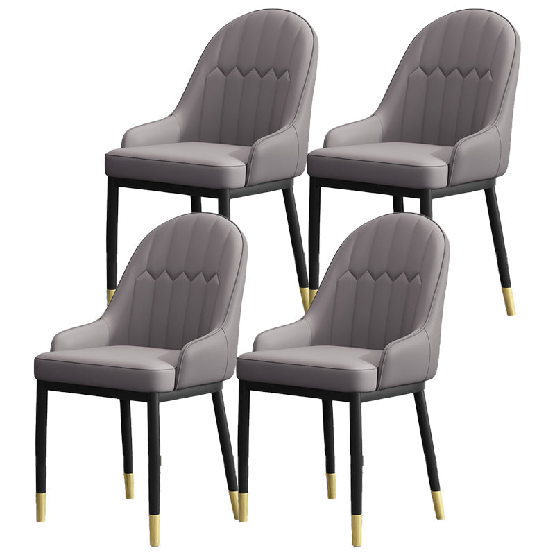 Armless Dining Chairs Nordic Faux Leather Side Chairs for Dining Room Grey 4 Piece Set Clearhalo 'Dining Chairs' 'Dining Tables & Seating' 'dining_chair' 'furn' 'furn_dining_chair' 'Furniture' 'furniture_dining_chair' 'Kitchen & Dining Furniture' 5019989