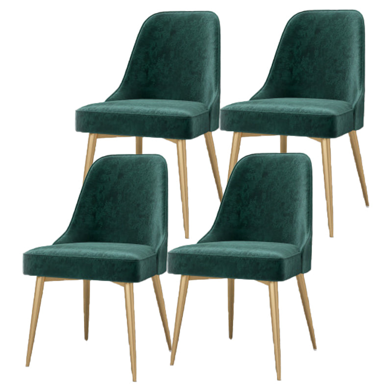 Glam Style Dining Room Chair Upholstered Dining Side Chair for Indoor Green Gold 4 Piece Set Clearhalo 'Dining Chairs' 'Dining Tables & Seating' 'dining_chair' 'furn' 'furn_dining_chair' 'Furniture' 'furniture_dining_chair' 'Kitchen & Dining Furniture' 5020018