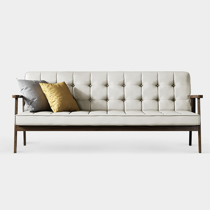 Faux Leather Tufted Sofa Split-Back 28.3"W Sofa with Square Arm for Living Room 67"L x 30"W x 31.5"H White Clearhalo 'furn' 'furn_sofas' 'Furniture' 'furniture_sofas' 'Living Room Furniture' 'Sofa' 'sofas' 5021457