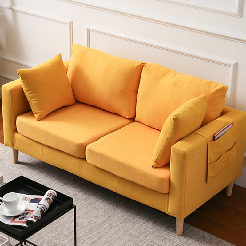 55" H Scandinavian Fabric Sofa With Cushions for Living Room, Apartment 56"L x 24"W x 22"H Yellow Clearhalo 'furn' 'furn_sofas' 'Furniture' 'furniture_sofas' 'Living Room Furniture' 'Sofa' 'sofas' 5021688