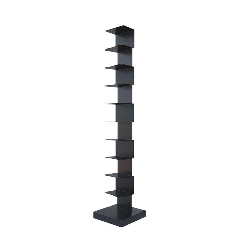 Contemporary Corner Bookcase Geometry Vertical Bookshelf for Living Room 13.8"L x 13.8"W x 70.1"H Black Clearhalo 'Bookcases' 'furn' 'furn_bookcases' 'Furniture' 'furniture_bookcases' 'Office Furniture' 5021879
