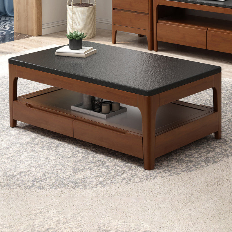 4 Legs Rectangular Coffee Table Made of Solid Wood/black/walnut/white Cocktail Table 47"L x 24"W x 18"H Black-Brown Clearhalo 'Coffee & Accent Tables' 'Coffee Tables' 'coffee_tables' 'furn' 'furn_coffee_tables' 'Furniture' 'furniture_coffee_tables' 'Living Room Furniture' 5023152