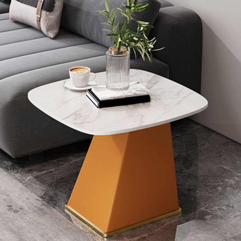 23.6" Floor Solid Wood Side Table Modern Multi - Color Marble Side Accent Table Orange Gold White Clearhalo 'Coffee & Accent Tables' 'End & Side Tables' 'end_side_table' 'end_side_tables' 'furn' 'furn_end_side_tables' 'Furniture' 'furniture_end_side_table' 'Living Room Furniture' 5023244