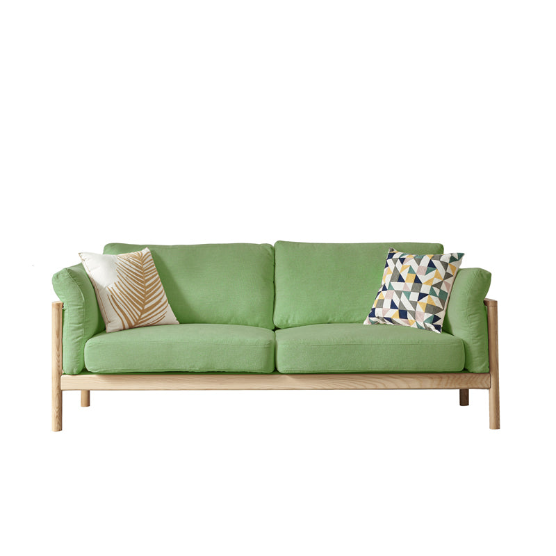Modern Cotton Sofa Loose Back Sofa 32.6"W with Pillow Top Arm Green Clearhalo 'furn' 'furn_sofas' 'Furniture' 'furniture_sofas' 'Living Room Furniture' 'Sofa' 'sofas' 5027777