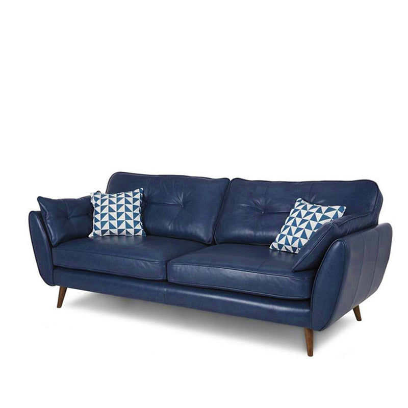 Modern Tufted Split-Back Sofa 35.43"High Pillow Top Arm Sofa 89"L x 33"W x 35.5"H Dark Blue Clearhalo 'furn' 'furn_sofas' 'Furniture' 'furniture_sofas' 'Living Room Furniture' 'Sofa' 'sofas' 5027881