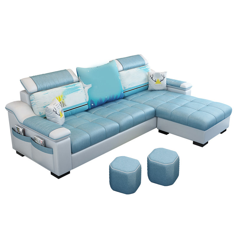 Pillow Top Arm Pillowed Back Cushions Storage Furniture Sectionals Blue Clearhalo 'furn' 'furn_sectionals' 'Furniture' 'furniture_sectionals' 'Living Room Furniture' 'Sectionals' 5028127