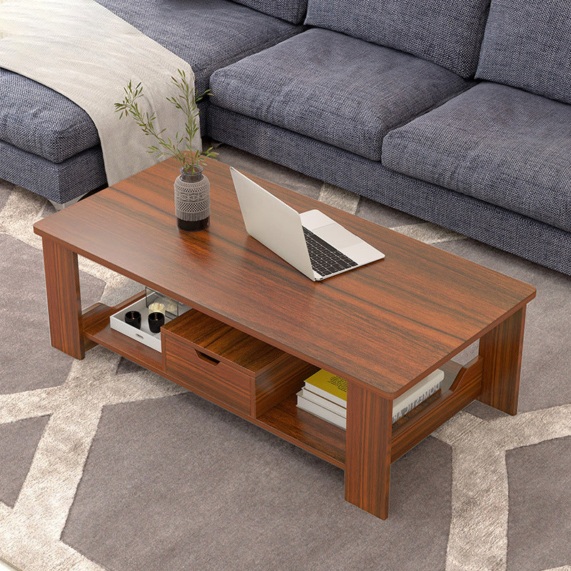 Modern Manufactured Wood Coffee Table with Storage Rectangular Cocktail Table 47"L x 24"W x 16"H Brown Storage Included Clearhalo 'Coffee & Accent Tables' 'Coffee Tables' 'coffee_tables' 'furn' 'furn_coffee_tables' 'Furniture' 'furniture_coffee_tables' 'Living Room Furniture' 5028260